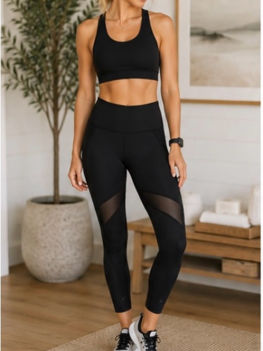 Athleta Stealth Mesh 7/8 Tight Black Sculpting Leggings Small NWT
